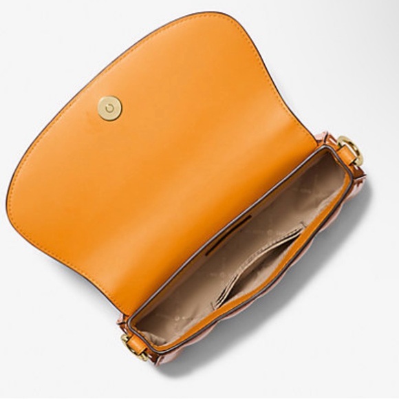 Michael Kors Orange Patent Quilted Crossbody with Gold Chain Strap - Picture 2 of 11